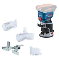 Bosch Professional 18V System Akku-Kantenfräse GKF 18V-8 inkl. Zubehör - Parallelanschlag, Saugadapter und Spanschutz