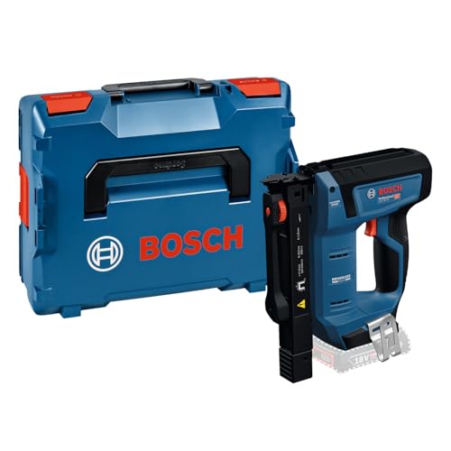 Bosch Professional 18V System Akku-Holzklammerer GTH 18V-14 mit L-BOXX 136 und Gürtelhaken - Einsetzbar für Holzbau, Dämmung und andere Anwendungen