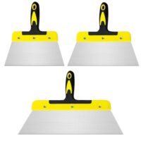 Breitspachtel Set aus Edelstahl, 3 Stück Flächenspachtel für Wandwerker und Trockenbau, ideal für Verputzen von Wänden und Oberflächen glätten