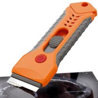 Ceranfeldschaber mit 15 Ersatzklingen zum Entfernen von eingebranntem Speisefett und Kleberesten auf Glaskeramik-Kochfeldern, Herden und Backofentüren