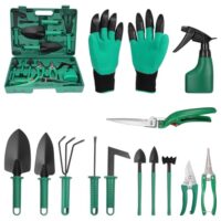 Coolty Gartenwerkzeug, 13-Teiliges Gartengeräte Set mit Aufbewahrungstasche. Komplettset für Gartenliebhaber mit verschiedenen Werkzeugen wie Schere, Unkrautstecher, Rundschaufel und mehr.