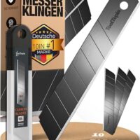 Set aus 10 Universal-Klingen für Cutter mit 18mm-Messern, Cuttermesser-Stahl SK5, Teppichmesser-Klingen, Scharfe Klingen für Cutter und Trockenbau-Werkzeug
