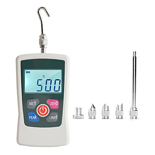 Digitales Kraftmessgerät 500 N/ 50 kg/ 110 lb/ 1760 oz Tragbares Push-Pull-Kraftmesser, schaltbares, hintergrundbeleuchtetes Mini-Dynamometer mit 6 Leuchtenköpfen