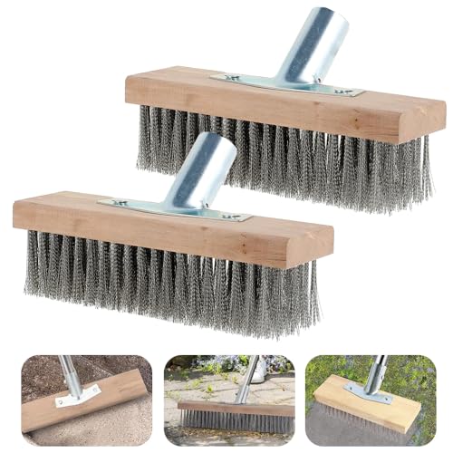 2 Stück Drahtbesenbürste 30 x 7 cm, Edelstahl, Unkraut Aus Garten moos, Hartnäckige Flecken entfernen