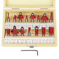 Flintronic Fräser-Set: 15-TLG Holzkoffer mit Oberfräser, Bündigfräser und Holzschneider für die professionelle Holzbearbeitung