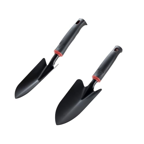 Gartenschaufel Klein - 2 Stück Set Breite Blumenkelle & Schmale Pflanzschaufel, Praktische Schaufel für Umpflanzen und Jäten