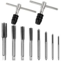 Gewindeschneider Set Windeisen für Gewindebohrer M3 M4 M5 M6 M7 M8 M10 M12 Verstellbarer Gewindoschneidsatz 10 Stück Tap And Die Set HSS Gewindefräsen und 2 T Griff