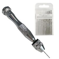 Handbohrer für Epoxidharz, Holz, Kunststoff, Perlen und Modellbau - Mini Spiralbohrer Set mit 10 HSS Bohrern 0,8-3 mm, Edelstahlgriff und 3-Backenfutter