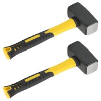 HEIYUET 2 Stück 2000g Fäustel Hammer Vorschlaghammer mit Fiberglasstiel für Mauerwerk und Haushaltsarbeiten