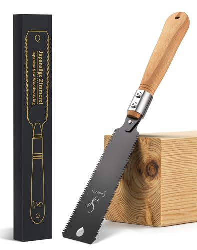 Japansäge Ryoba 2-seitig - Japanische Zugsäge für Holz, scharfe SK5-Stahlsäge mit 0,6 mm Blatt für präzise und saubere Schnitte bei Heimwerken und Tischlerarbeiten