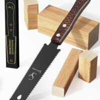 Japansäge Ryoba Klein Saw mit Doppelverzahnung 12/17 TPI, Handsäge Holzsäge – 0,6 mm Dünnes Stabil Sägeblatt Feinsäge für Heimwerken Tischler Werkzeug - Hähnchenflügel Holz Griff