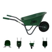 Kinderschubkarre Uni, 3,6 kg Traglast, Stahl-Kunststoff-Bau, grüner Vollgummirad, Schiebkarre für Kinder im Garten (Traktor | grün)