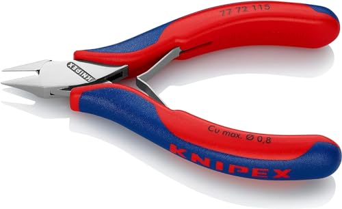 KNIPEX Elektronik-Seitenschneider mit durchgestecktem Gelenk und Mehrkomponenten-Hüllen, 115 mm