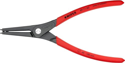 KNIPEX Präzisions-Sicherungsringzange für Außenringe auf Wellen mit rutschhemmendem Kunststoff überzogen 225 mm, 49 11 A3 - Werkzeug für präzise Montage und Demontage von Sicherungsringen