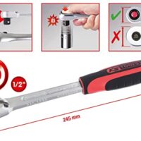 KS Tools 920.1290 Umschaltknarre, 1/2" SlimPOWER, 72 Zähne - Komfortables Werkzeug für Heimwerker mit vierkantem Antrieb und ergonomischem Griff