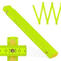 Metrie Zollstock - Gliedermaßstab 2m, Neon Gelb, Duplex Teilung, Holz-Gliedermaßstab, robust und präzise für Handwerker, DIY-Meterstab, Buchenholz-Tischwerkzeug