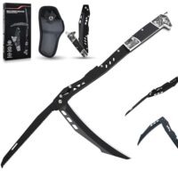 Mieekor 2 in 1 Klappbare Sichel mit Klappsäge, Holzgriff, scharfer Klinge und Klingenverriegelung für Gartenarbeit, Outdoor-Aktivitäten und Camping