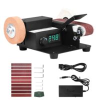 Mini-Bandschleifer 350W, Elektrischer Schleifer mit Stufenlose Steuerung und LED-Anzeige, ideal für Metall, Holz und DIY-Projekte