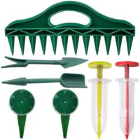 MOAZIFI 7er Set für Gartenarbeiten: Verstellbare Sämaschine, Pikierstab und Einpflanzhilfe