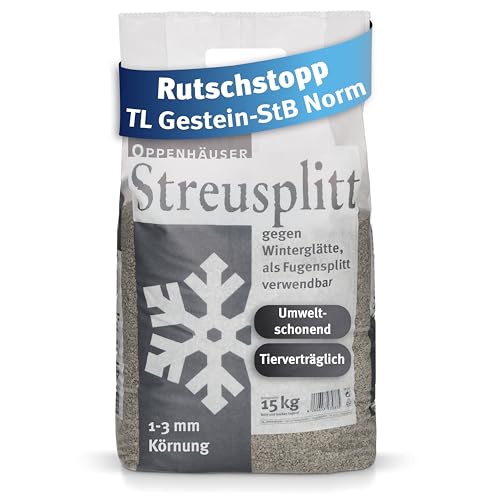 Umweltschonendes Streugranulat für sichere Gehwege und Treppen, 15kg Diabas Streusplitt mit 1-3mm Körnung, sofort rutschhemmend, Premium Qualität