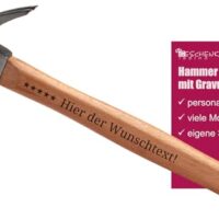 Personalisierter Hammer mit Gravur als Geschenk - Ein einzigartiges Geschenk für Handwerker und Heimwerker, hochwertiger Holzhammer mit Stahlkopf und Namensgravur