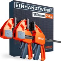 Presch Einhandzwingen Set mit 2 Stk. Zwingen, 75kg Spannkraft, Carbonstahl und glasfaserverstärktem Gehäuse