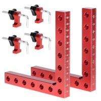 QWORK 2 Set 90 Grad Positionierwinkel, Aluminiumlegierung Winkelspanner Eckenspanner für Holzbearbeitung, Schränke, Bilderrahmen und Boxen (140 mm)