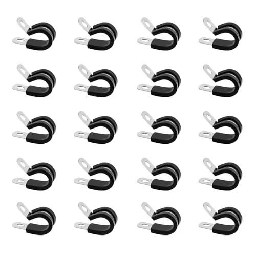 Rohrschellen mit Gummieinlage, 20 Stück, 8mm Schlauchschellen aus Edelstahl für Kabel und Leitungen