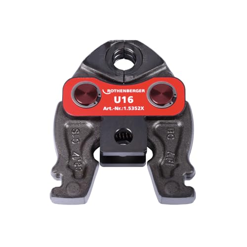 Rothenberger Pressbacke Compact, Werkzeug für Profis und Handwerker mit 16mm Arbeitsbereich Durchmesser und compacter Form. DURA LAZR TEC, verbessertes Material und 3-Bolzen Gleichlaufmechanik.