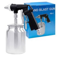 Sandstrahlgerät und Sandstrahlpistolen-Set mit Druckluft 6,2 Bar und 1000 ml Aluminiumbehälter zum Entfernen von Rost, Felgenreinigung und Metalloberflächen-Bearbeitung