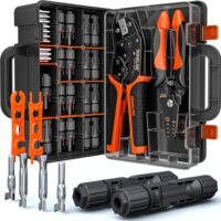 Professionelles Crimpwerkzeug für Solarkabel, 12 Paar Male-Female-Solarpanel-Kabelstecker, Solarstecker Schlüssel, Abisolierzange und PV Stecker Werkzeug