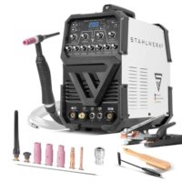 Schutzgasschweißgerät AC/DC WIG 200 Puls ST von STAHLWERK, IGBT-Inverter mit AC-Modus, MMA (E-Hand/ARC) bis 200 A, HF-Zündung, Pulsfunktion, 2T & 4T-Modus, Hotstart, Anti-Stick, für Alu & Dünnblech