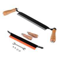 SWAWIS 250mm Zugmesser für Holz, Gerade, Reifmesser mit Ergonomischen Holzgriffen und Klingenschutz, Rindenschäler Scharfer für Holzbearbeitung