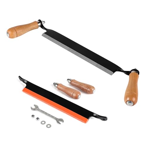 SWAWIS 250mm Zugmesser für Holz, Gerade, Reifmesser mit Ergonomischen Holzgriffen und Klingenschutz, Rindenschäler Scharfer für Holzbearbeitung