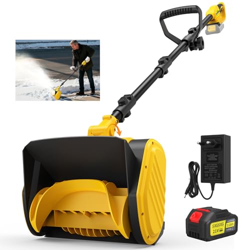 Elektrische Schneefräse mit Akku und Ladegerät, Arbeitsbreite 28cm, Schneehöhe 15cm, Auswurfweite 8m & Auswurfhöhe 1,6m,120° verstellbarer Auswurfkanal