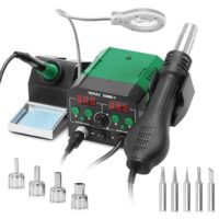 Heißluft Lötstation für SMD-Löten und Entlöten, TwoWin Lötkolben Set mit Lupe Displayanzeige, Entlötstation mit Dual-LED Digitale Display für SMD Löten und Entlöten - 775W