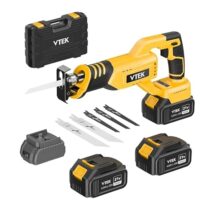 VTEK bürstenlose Akku Säbelsäge, 20V, kabellos, zwei Akkus, 0–3000 U/min, für schnelles und präzises Schneiden von Holz, Metall und Kunststoff
