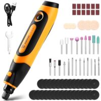 Wiederaufladbares Rotationswerkzeug: DEKOPRO 3,7 V Rotationswerkzeug, komplett mit 70 Schleifzubehörteilen, Ein leistungsstarkes Werkzeug mit variabler Drehzahlanzeige und C-Typ-Aufladung