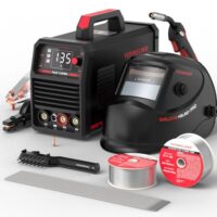 YESWELDER Fülldraht Schweißgerät MIG ohne Gas 135A, 230V FLUX/LIFT TIG/MMA 3-in-1 Fülldrahtschweißgerät mit Zubehörsatz, LED Digitalanzeige