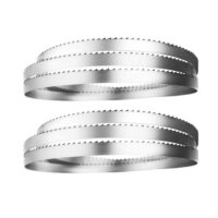 Zwei hochwertige Bandsägeblätter aus hitzebeständigem Kohlenstoffstahl für die Holzbearbeitung und das Schneiden von Fleisch und Lebensmitteln. Länge: 1750 mm, Breite: 16 mm, 4 TPI.