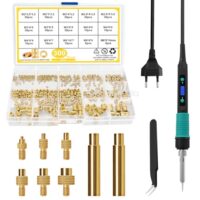 Solder gun set mit einstellbarer Temperatur und 300 Gewindeeinsätzen in verschiedenen Größen, ideal für Werkstatt oder Haustechnik