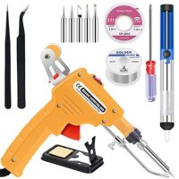 Elektronische Lötpistole mit Zubehör, 60W Kit für Elektronik und Heimwerken, inklusive Lötspitzen, Entlötpumpe, Pinzette und Kreuzschlitzschraubendreher
