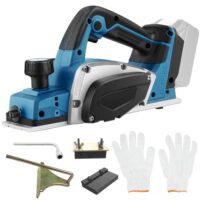 Elektrischer Holzhandelhobel mit Akku, kompatibel mit Makita 18V Batterie, 15000RPM, Hobelbreite 82 mm, Spantiefe 2mm, ideal für DIY Projekte und Holzarbeiten