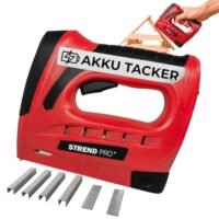 STREND PRO Akku Tacker, Elektrotacker, Akkutacker 1,5Ah mit Klammern und Nägeln für Polsterarbeiten, Dekor und Holzarbeiten