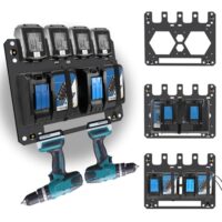 Akku-Wandhalter für Makita 18V/14,4V (bis 4 Akkus) - Robuster Metall-Halter mit 4-Slot-Design, ideal für Werkstatt oder Garage