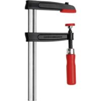 Hochwertige BESSEY Temperguss-Schraubzwinge TPN20BE mit 200 mm Spannweite und 100 mm Ausladung, stabile Hohlprofilschiene und ergonomischer Holzgriff