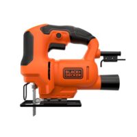 BLACK+DECKER 400W Stichsäge, kompakt und schlank, mit verstellbarem Sägeschuh, Gebläse und Feststellschalter, optimale Werkzeug für Holzschneiden, Spanplatten, Kunststoff oder Metall