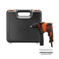 Schlagbohrmaschine von BLACK+DECKER, 710 Watt, 13mm Schnellspannbohrfutter, konstanter Rechts-/Linkslauf, Griffgummierung, Zweihandgriff, inkl. 2x HSS Bohrer und 2x Steinbohrer