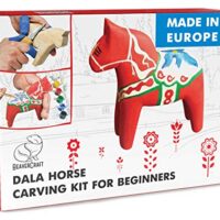 BeaverCraft Schnitz-Kit für Erwachsene und Jugendliche - Holzschnitzset DIY02 Dala Horse - Holzschnitzwerkzeuge Bastelbedarf für Erwachsene Schnitzmesser Lindeholz zum Schnitzen Malerei DIY Kits