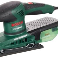 Hochwertige Bandschleifmaschine von Bosch mit 200-Watt-Motor, ideal für feinen Schliff und schnellen Schleifortschritt